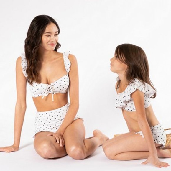 NEW Polka Dot Ruffle RETRO High Waist Bikini Set - Picture 6 of 12